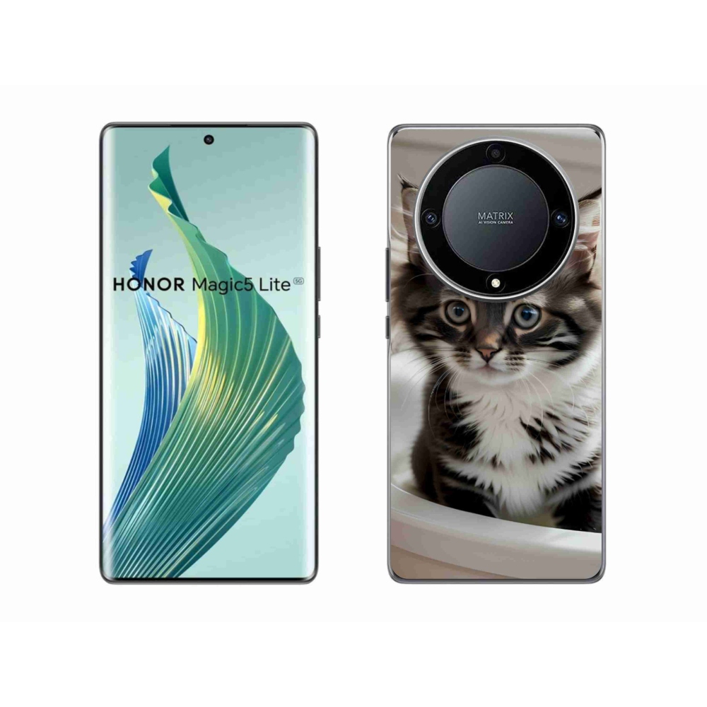 Gél borítás mmCase a Honor Magic 5 Lite 5G számára - kíváncsi cica