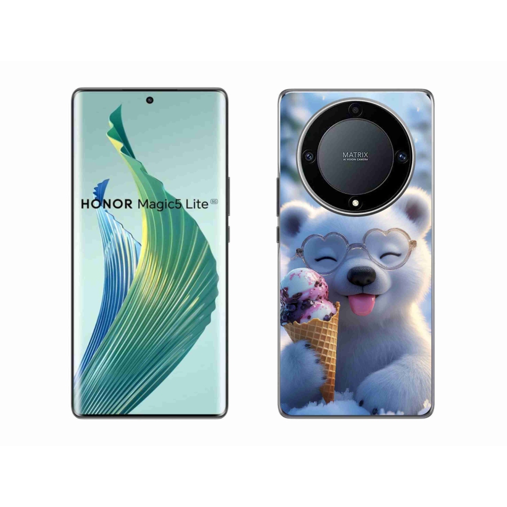 mmCase gél tok az Honor Magic 5 Lite-hoz – jégkrémet evő mackó