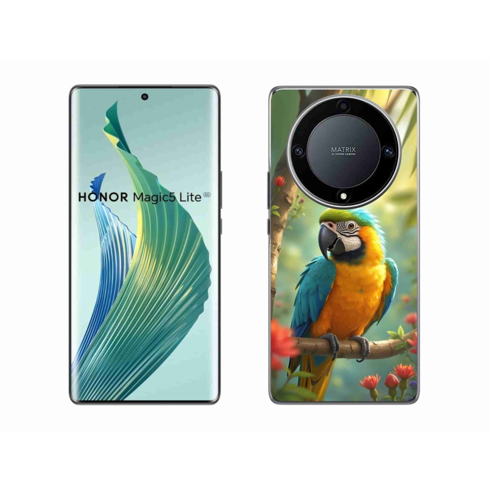 mmCase géltok az Honor Magic 5 Lite-hoz – kék-sárga ara papagáj