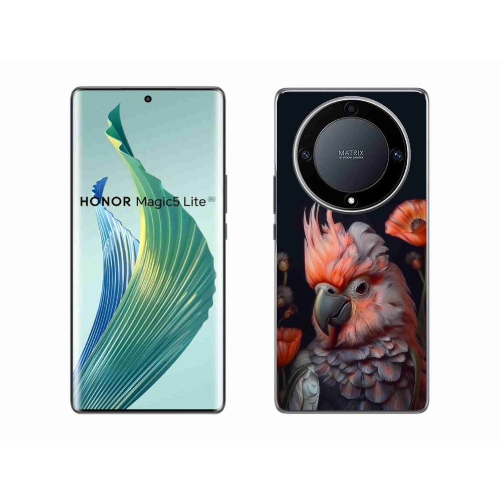 mmCase gél tok az Honor Magic 5 Lite-hoz – színes kakadu papagáj
