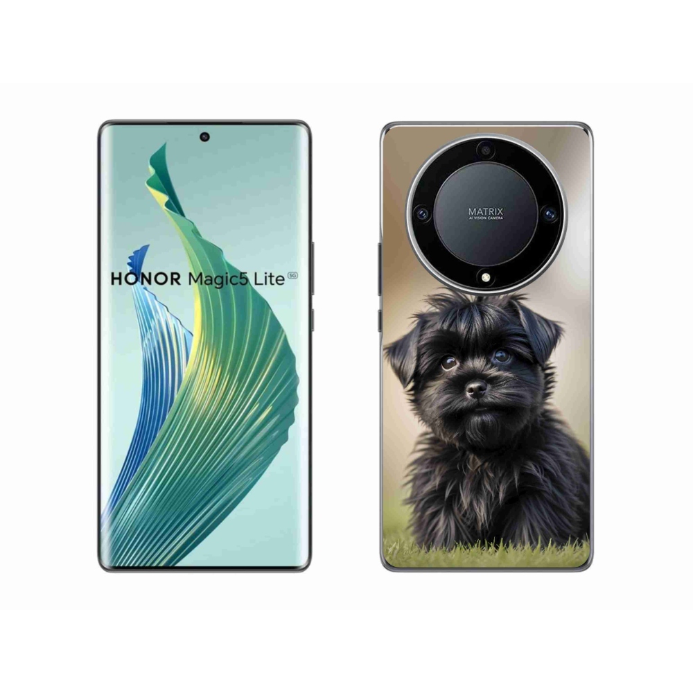 mmCase gél tok az Honor Magic 5 Lite-hoz – aranyos fekete kutyus