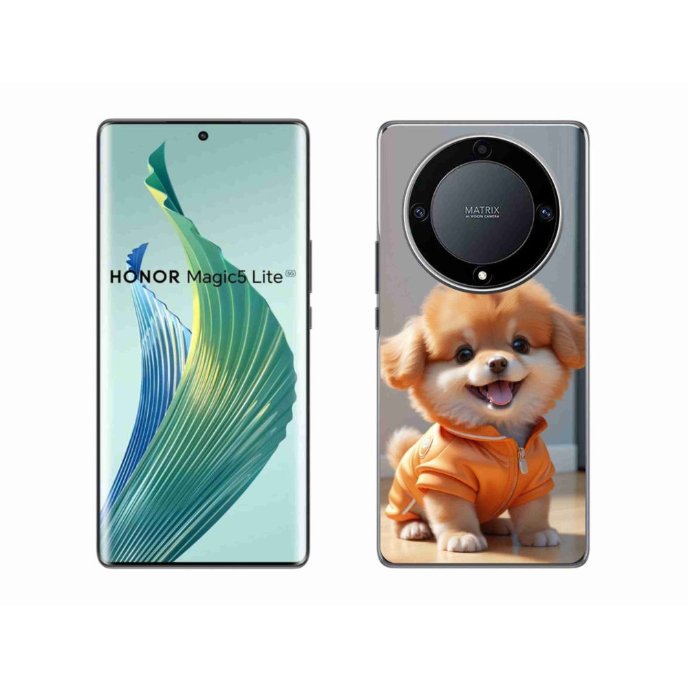 mmCase gél tok az Honor Magic 5 Lite-hoz – aranyos pomerániai pulóverben