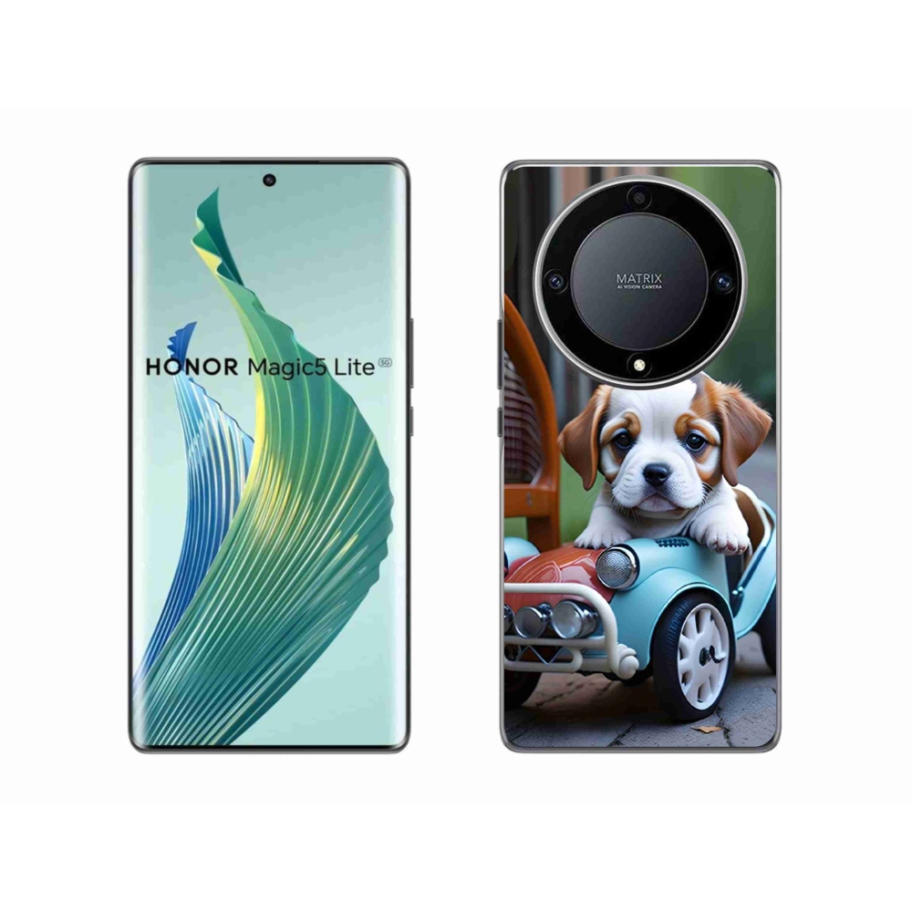 mmCase géltok az Honor Magic 5 Lite-hoz – kiskutya retro autóban