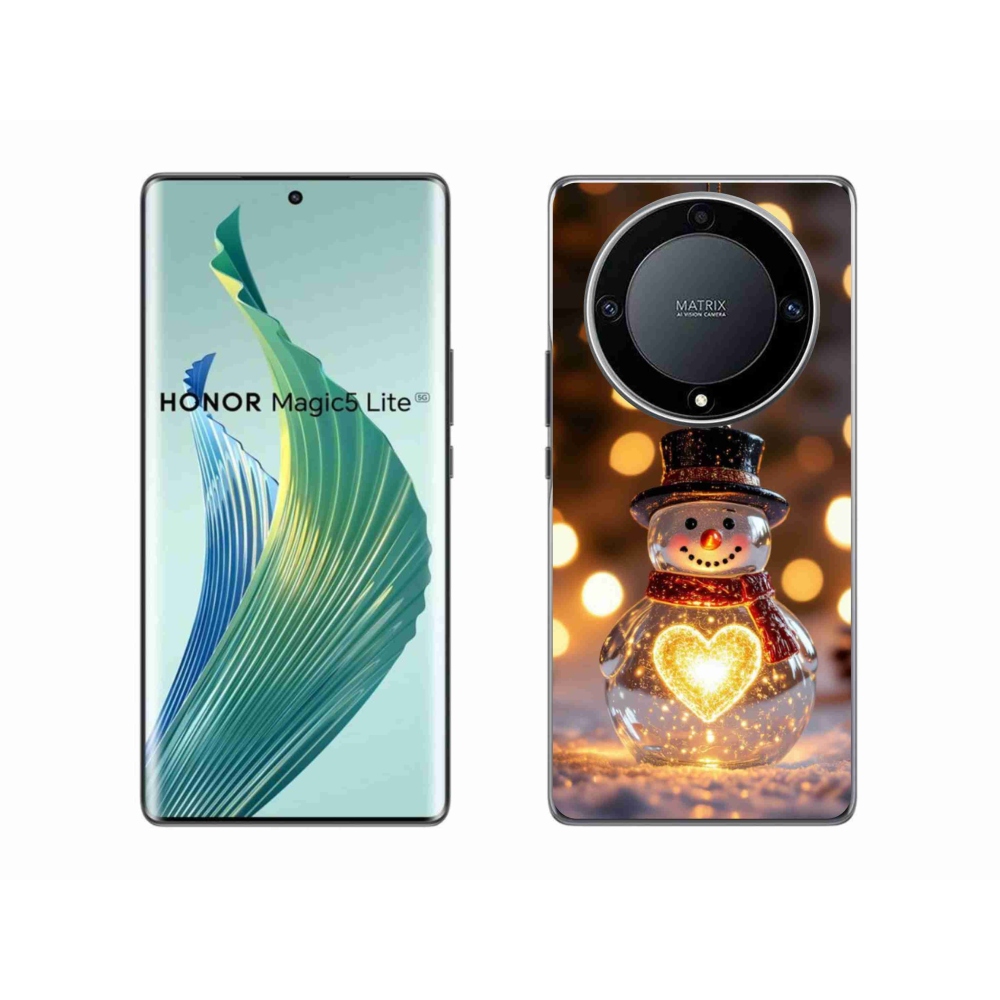 mmCase gél tok az Honor Magic 5 Lite-hoz – világító karácsonyi hóember