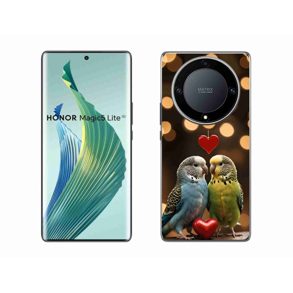 mmCase gél tok az Honor Magic 5 Lite-hoz – szerelmes papagájok