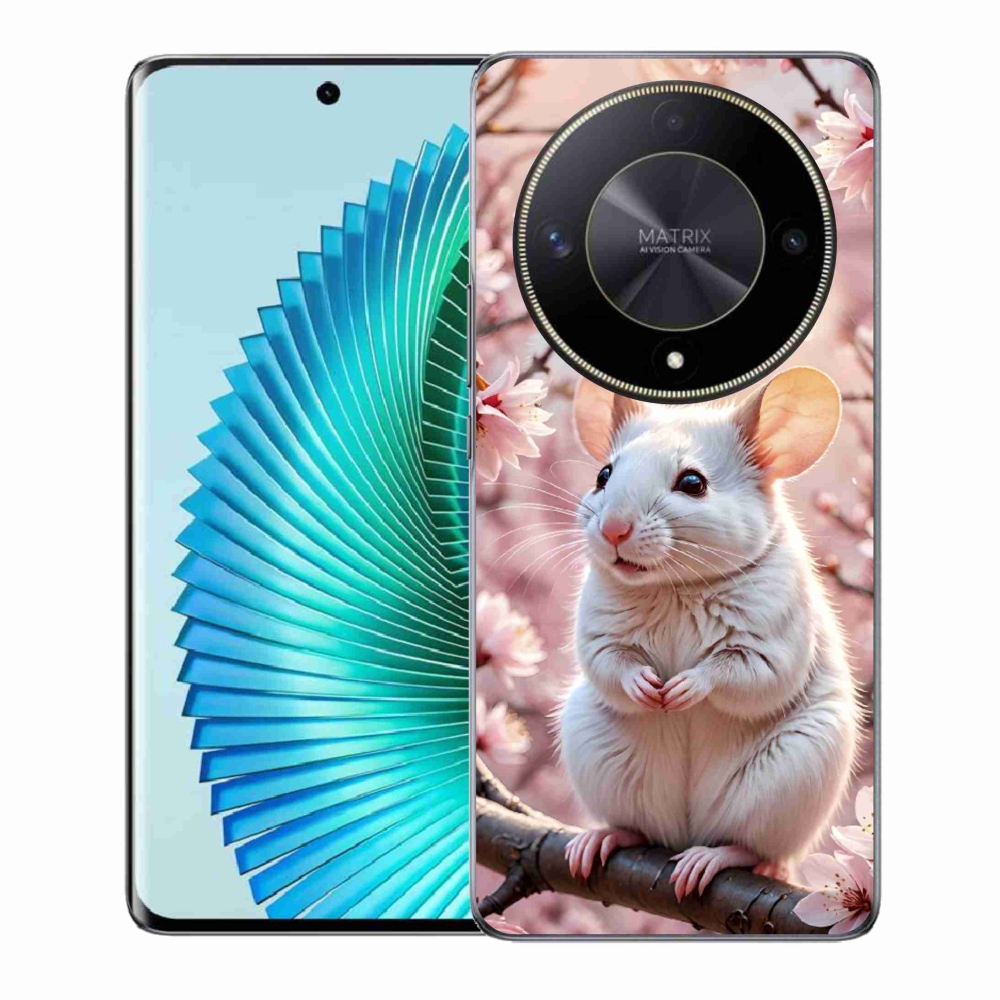 mmCase géltok az Honor Magic 6 Lite 5G-hez – fehér egér egy ágon