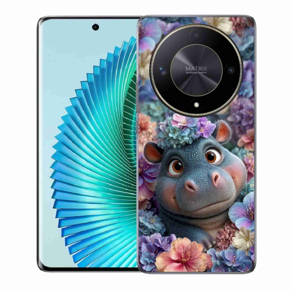 mmCase géltok az Honor Magic 6 Lite 5G-hez – virágokkal díszített kis víziló