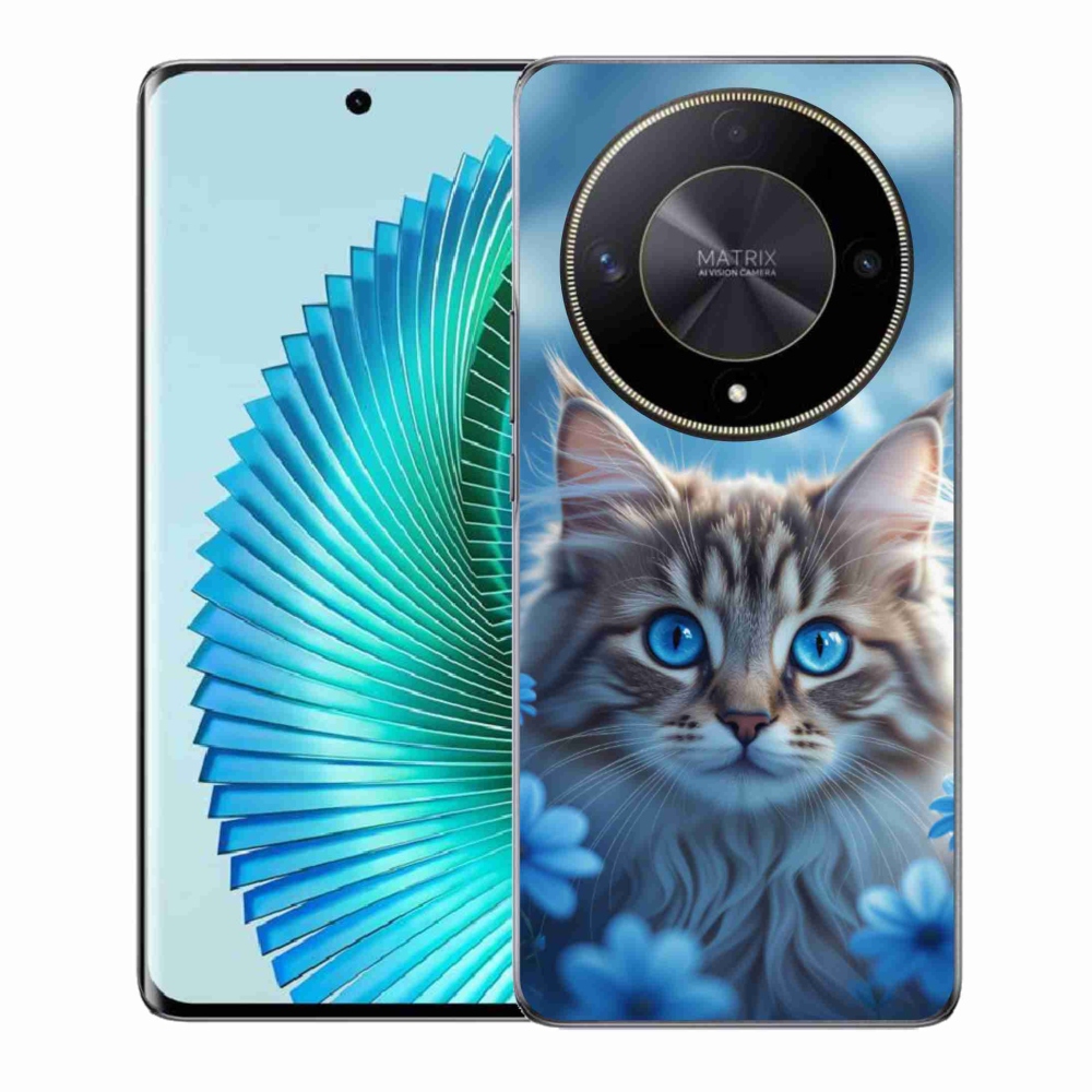 mmCase gél tok az Honor Magic 6 Lite 5G-hez – kiscica kék virágok között