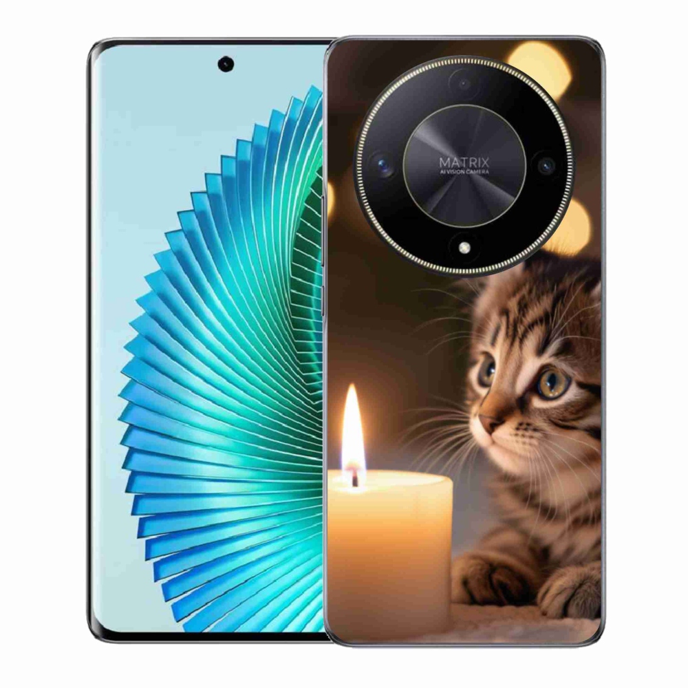 Gél borítás mmCase a Honor Magic 6 Lite 5G számára - cica és gyertya