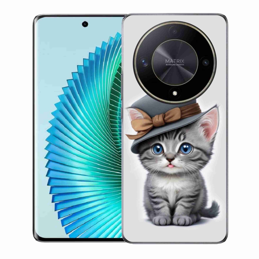 Gél borítás mmCase a Honor Magic 6 Lite 5G számára - cica sapkával