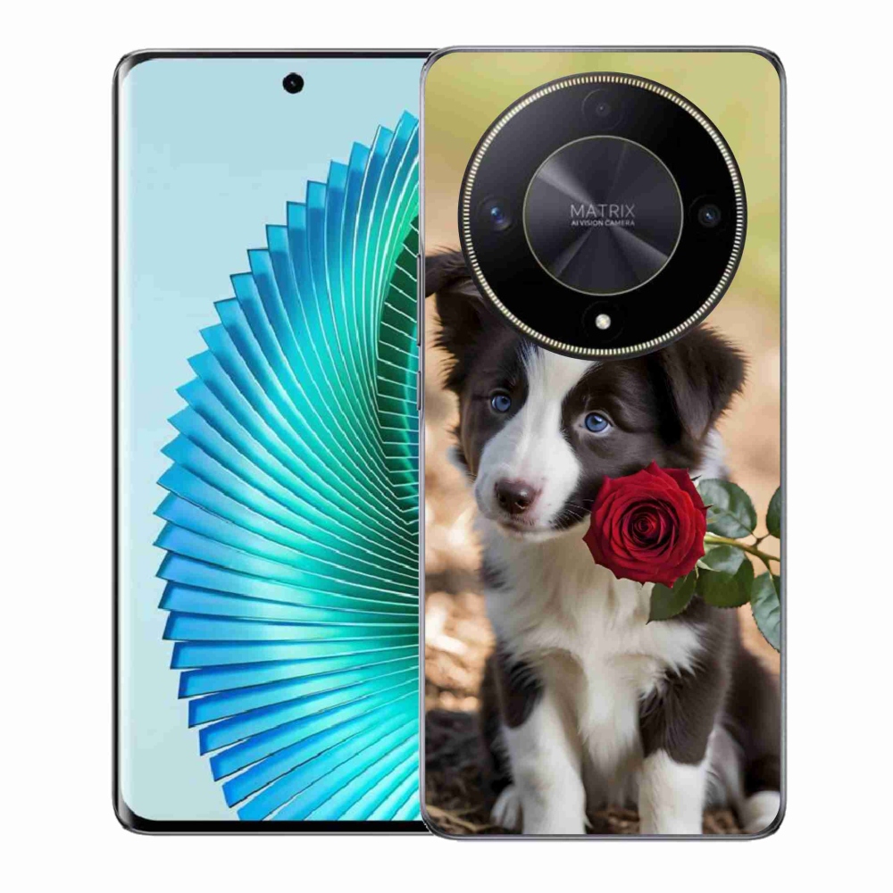 mmCase gél tok az Honor Magic 6 Lite 5G-hez – aranyos border collie rózsával