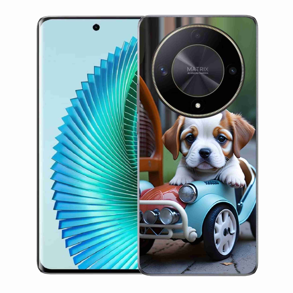 mmCase géltok az Honor Magic 6 Lite 5G-hez – kiskutya retro autóban