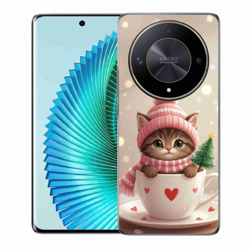 mmCase gél tok az Honor Magic 6 Lite 5G-hez – karácsonyi cica csészében