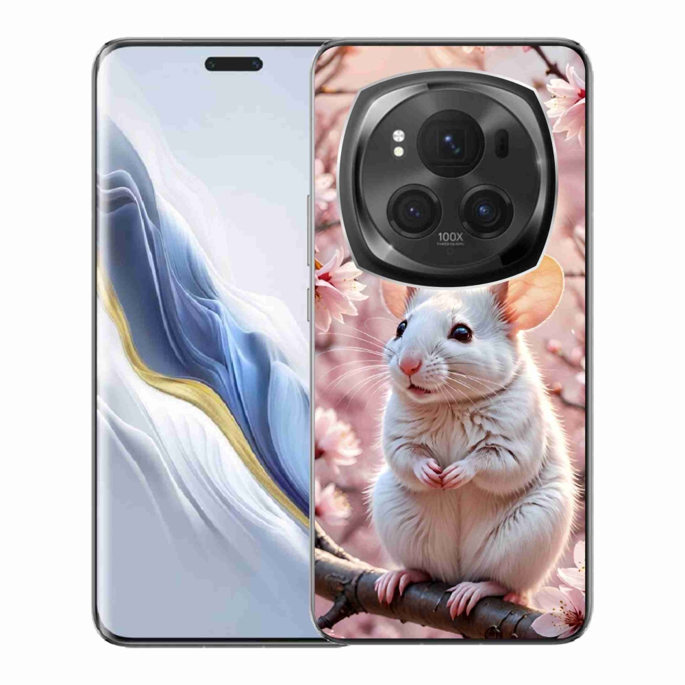 mmCase gél tok az Honor Magic 6 Pro 5G-hez – fehér egér egy ágon