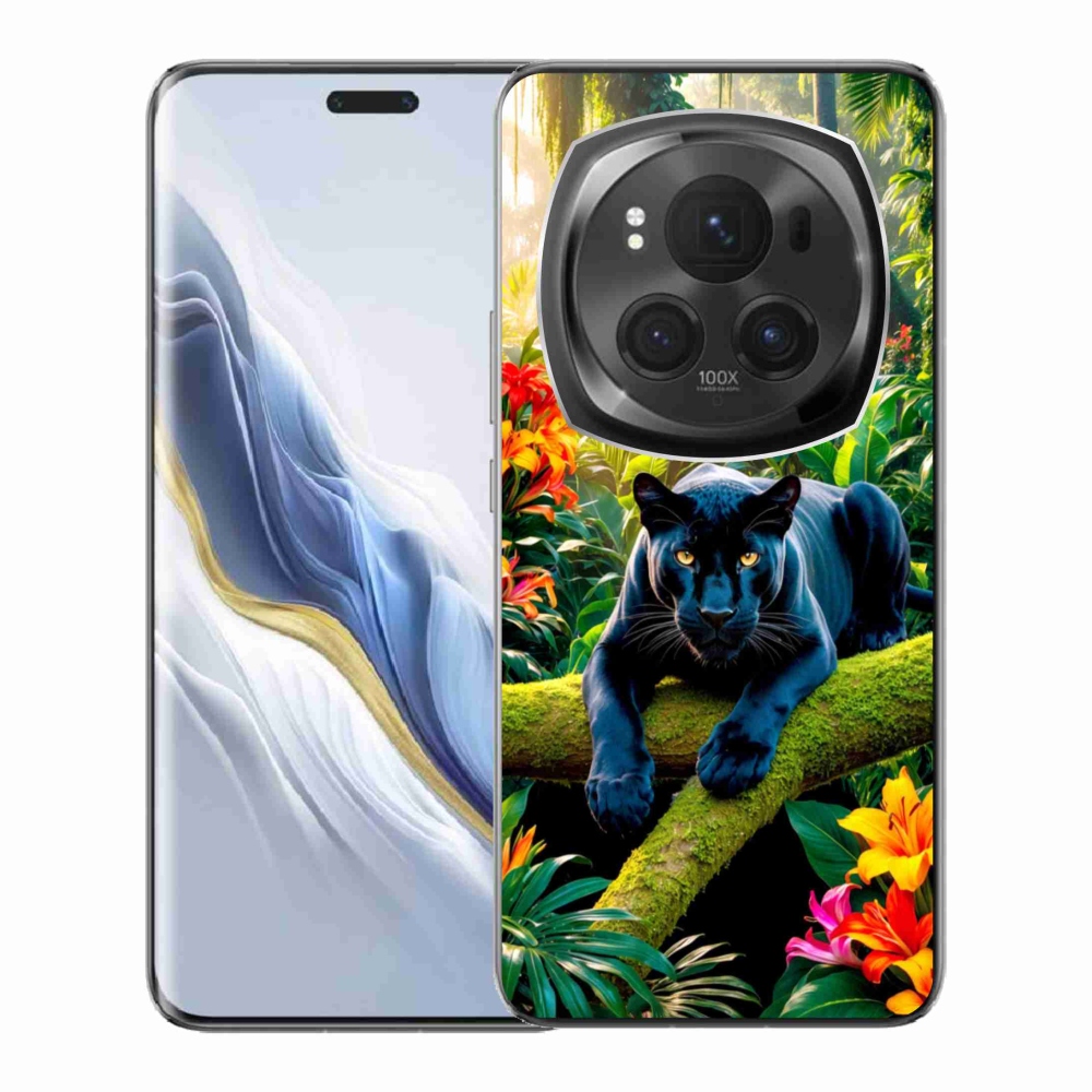 Gél borítás mmCase a Honor Magic 6 Pro 5G számára - fekete párduc a dzsungelben