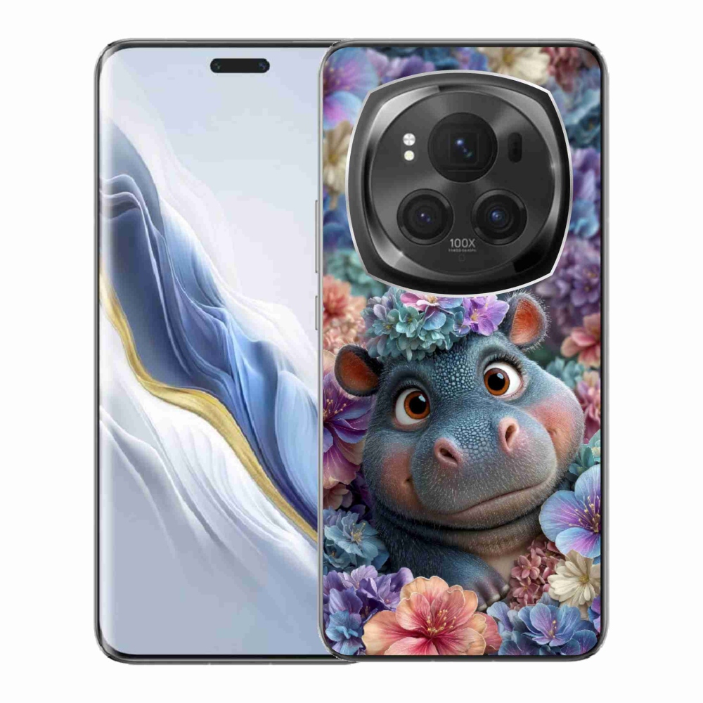 mmCase gél tok az Honor Magic 6 Pro 5G-hez – virágok között úszó víziló
