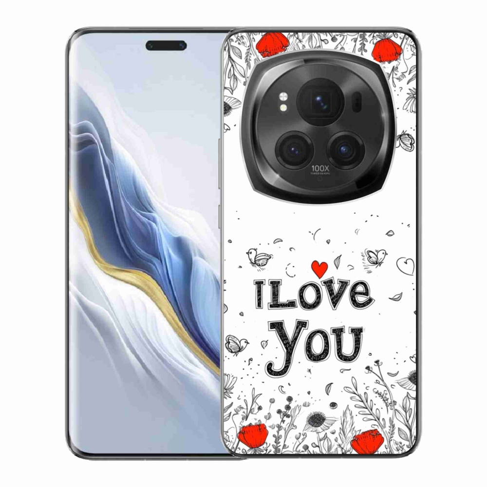 Gél borító mmCase a Honor Magic 6 Pro 5G készülékhez - I love you fehér háttérrel