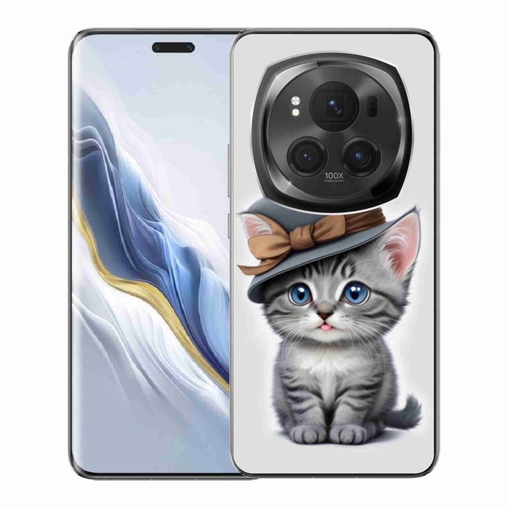 Gél borítás mmCase a Honor Magic 6 Pro 5G számára - cica sapkával