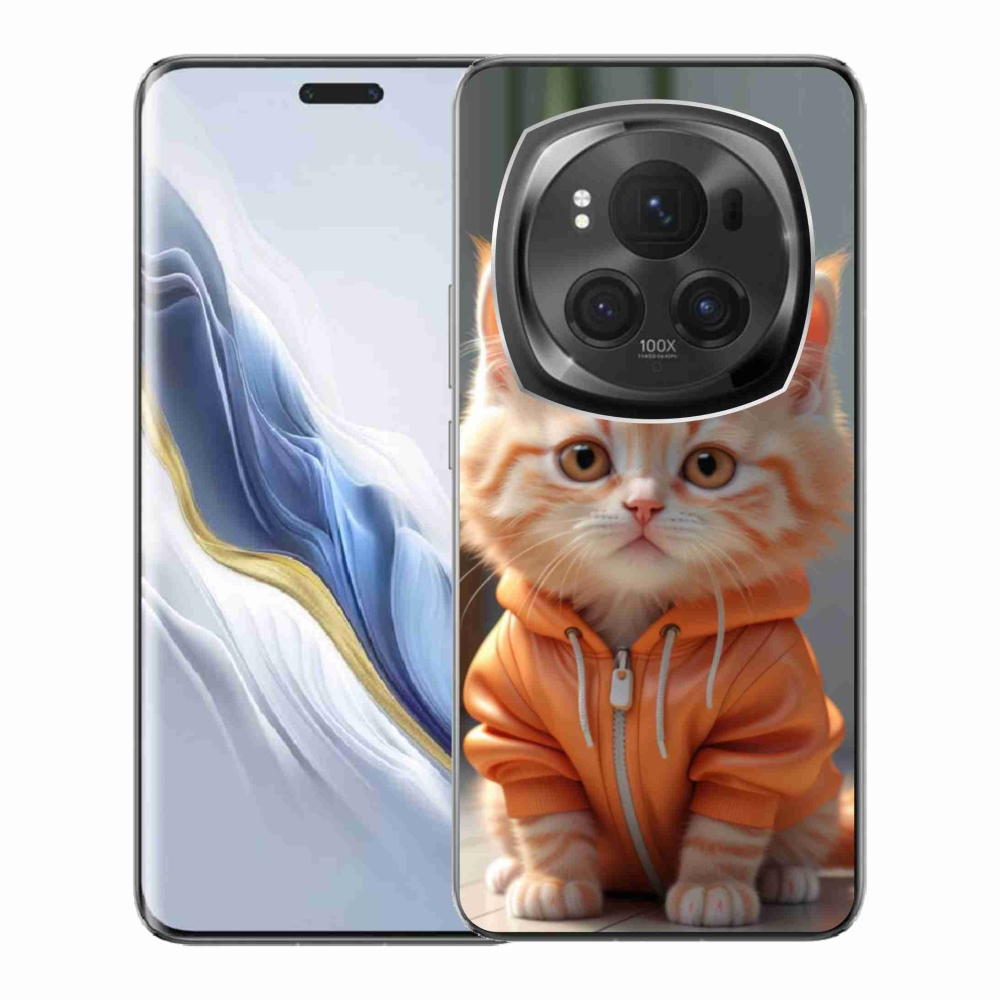 Gél borítás mmCase a Honor Magic 6 Pro 5G számára - cica egy melegítőben