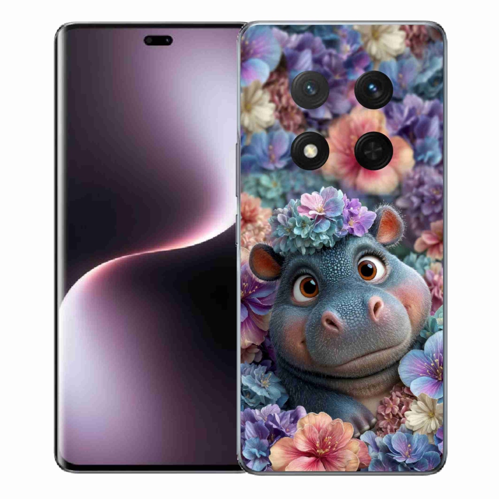 mmCase géltok az Honor Magic 7 Lite-hoz – virágokkal díszített víziló