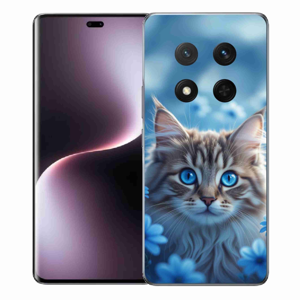 mmCase gél tok az Honor Magic 7 Lite-hoz – kiscica kék virágok között