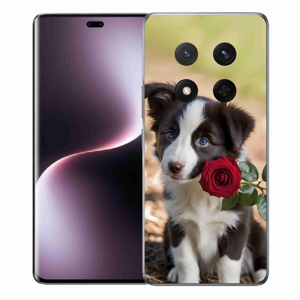 mmCase gél tok az Honor Magic 7 Lite-hoz – aranyos border collie rózsával