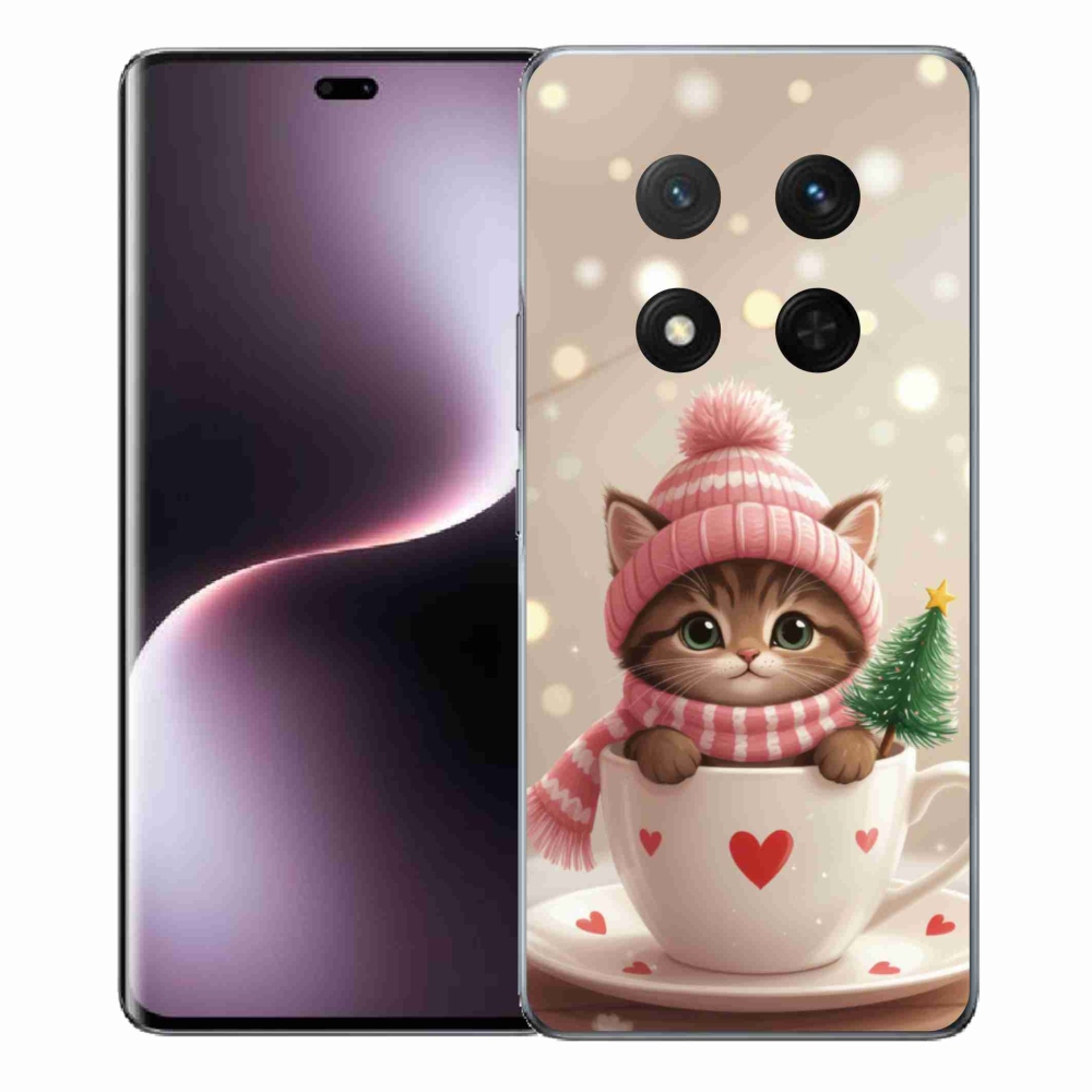 mmCase gél tok az Honor Magic 7 Lite-hoz – karácsonyi cica csészében