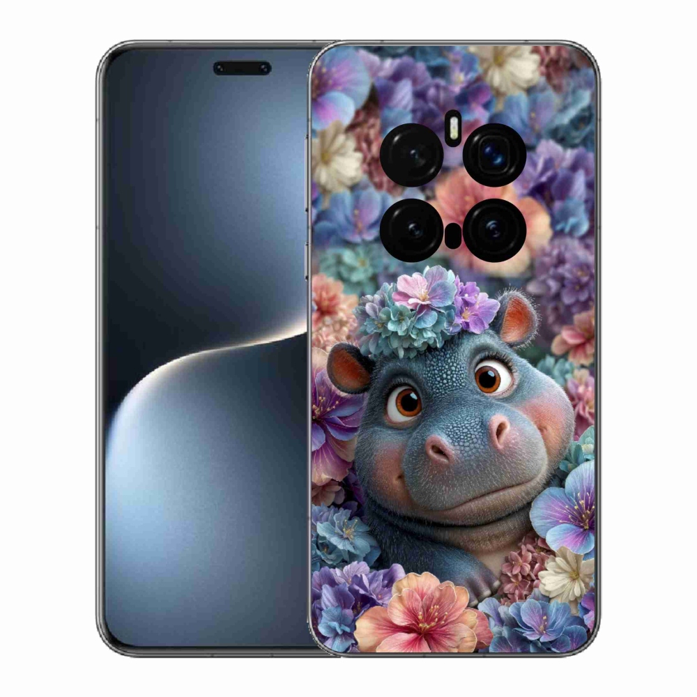 mmCase gél tok az Honor Magic 7 Pro 5G-hez – virágokkal díszített víziló