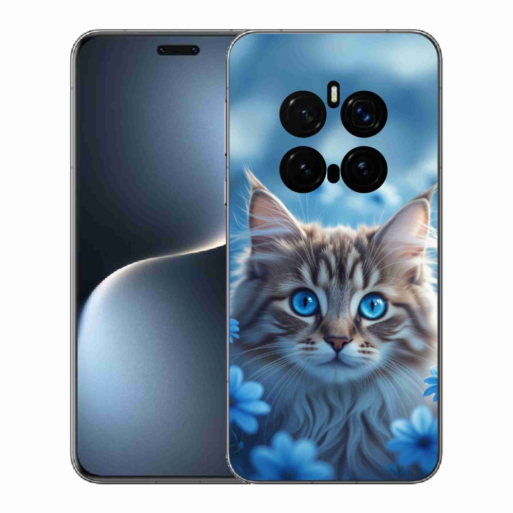 mmCase gél tok az Honor Magic 7 Pro 5G-hez – kiscica kék virágok között