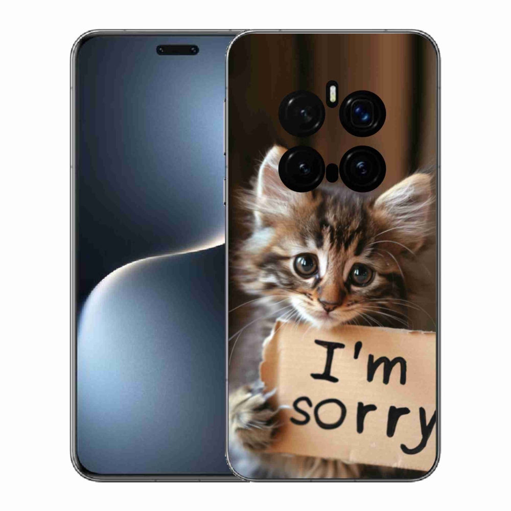Zselés borítás mmCase a Honor Magic 7 Pro 5G számára - macska bocsánatkérése