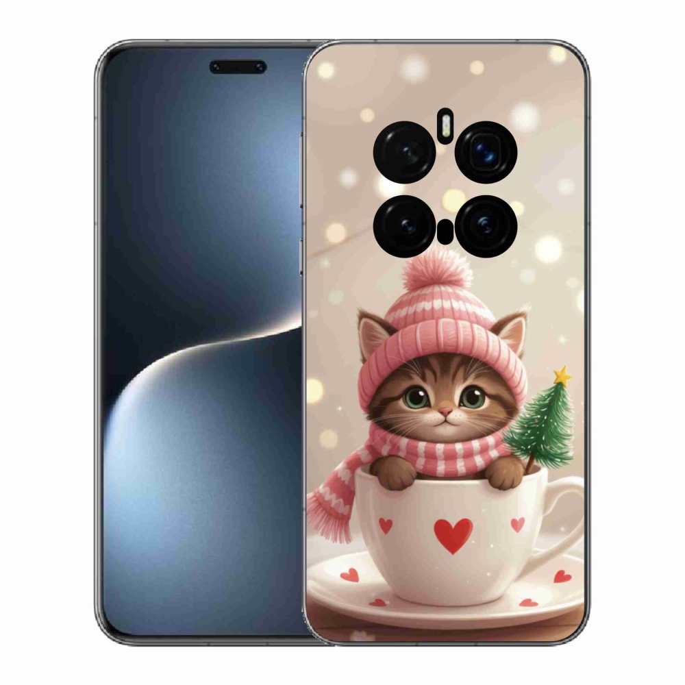 mmCase gél tok az Honor Magic 7 Pro 5G-hez – karácsonyi cica csészében
