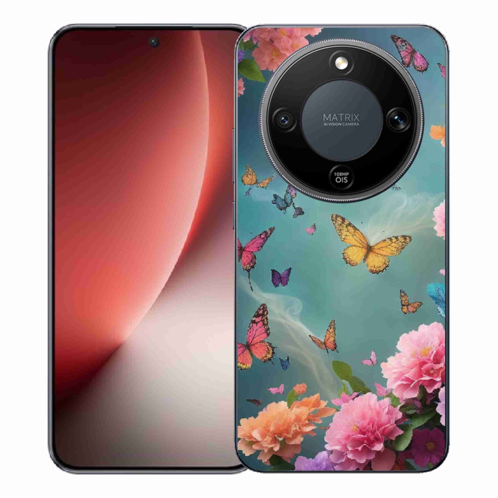 Gél borítás mmCase a Honor Magic 8 Lite 5G számára - színes virágok és pillangók