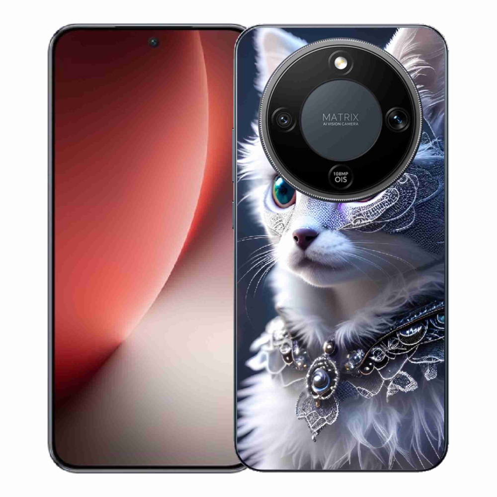 Zselés borítás mmCase a Honor Magic 8 Lite 5G készülékhez - fehér macska