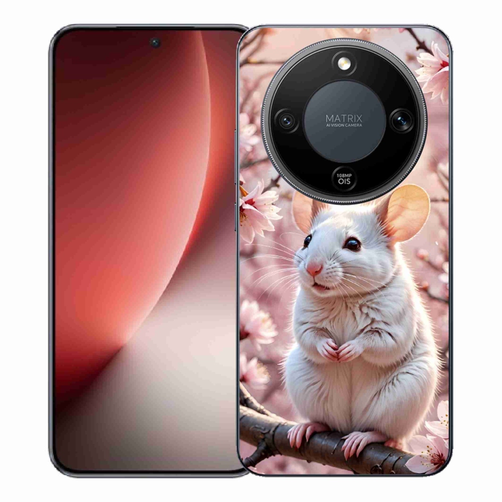 mmCase gél tok az Honor Magic 8 Lite 5G-hez – fehér egér egy ágon