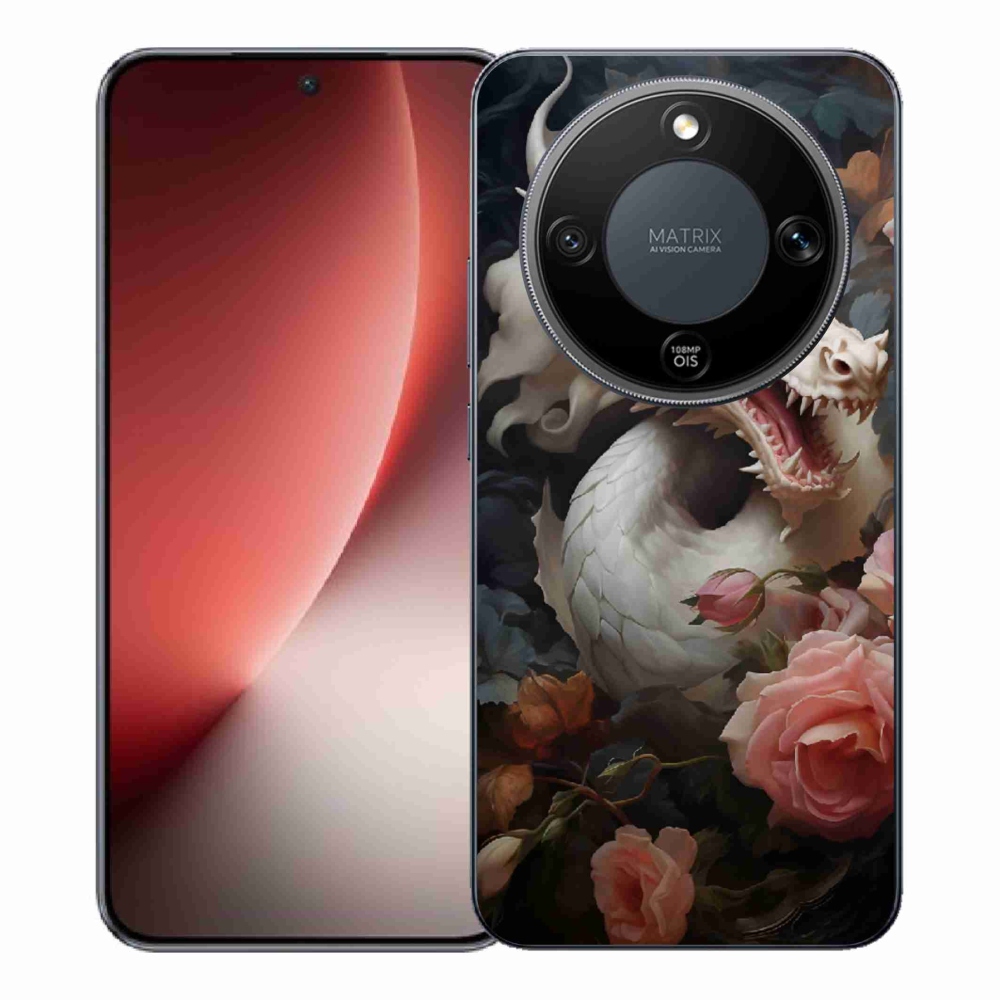 Zselés borítás mmCase a Honor Magic 8 Lite 5G számára - fehér sárkány