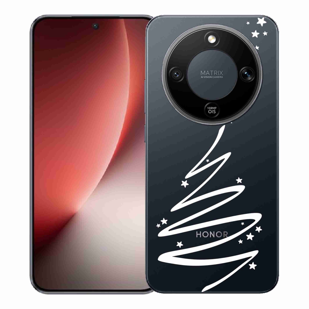 Zselés borítás mmCase a Honor Magic 8 Lite 5G számára - fehér fa átlátszó háttéren