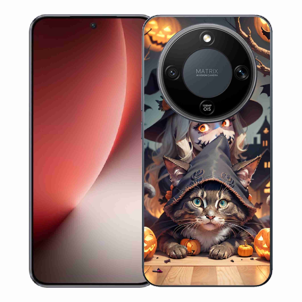 Zselés borítás mmCase a Honor Magic 8 Lite 5G számára - boszorkány macskával