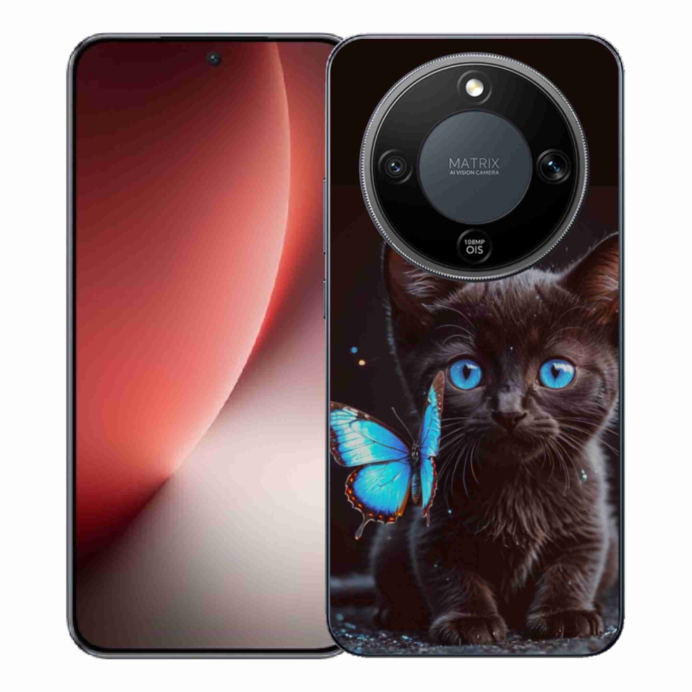 Gél borítás mmCase a Honor Magic 8 Lite 5G számára - fekete cica 3