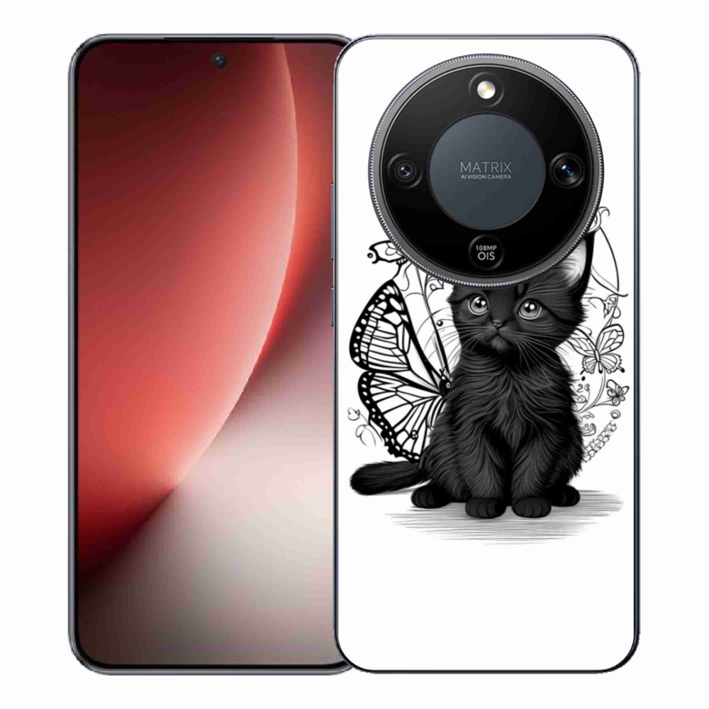 Zselés borítás mmCase a Honor Magic 8 Lite 5G számára - fekete cica