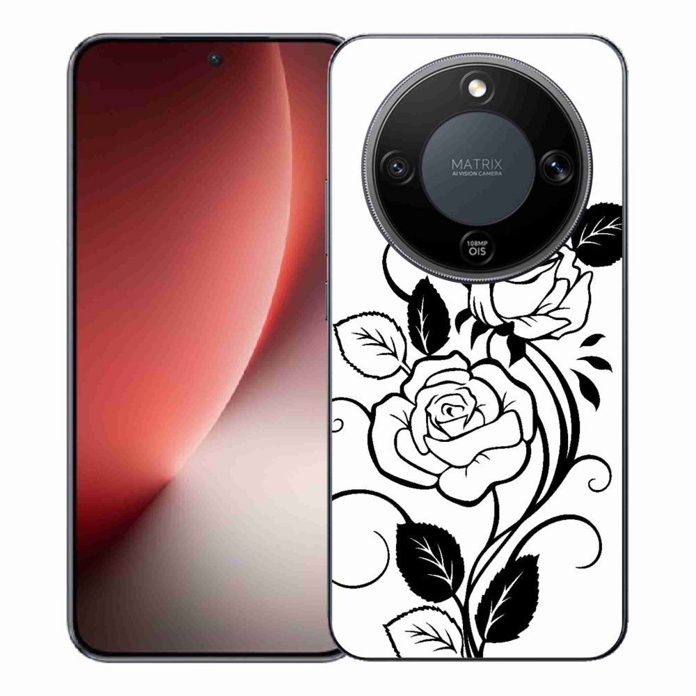 Zselés borítás mmCase a Honor Magic 8 Lite 5G számára - fekete és fehér rózsa