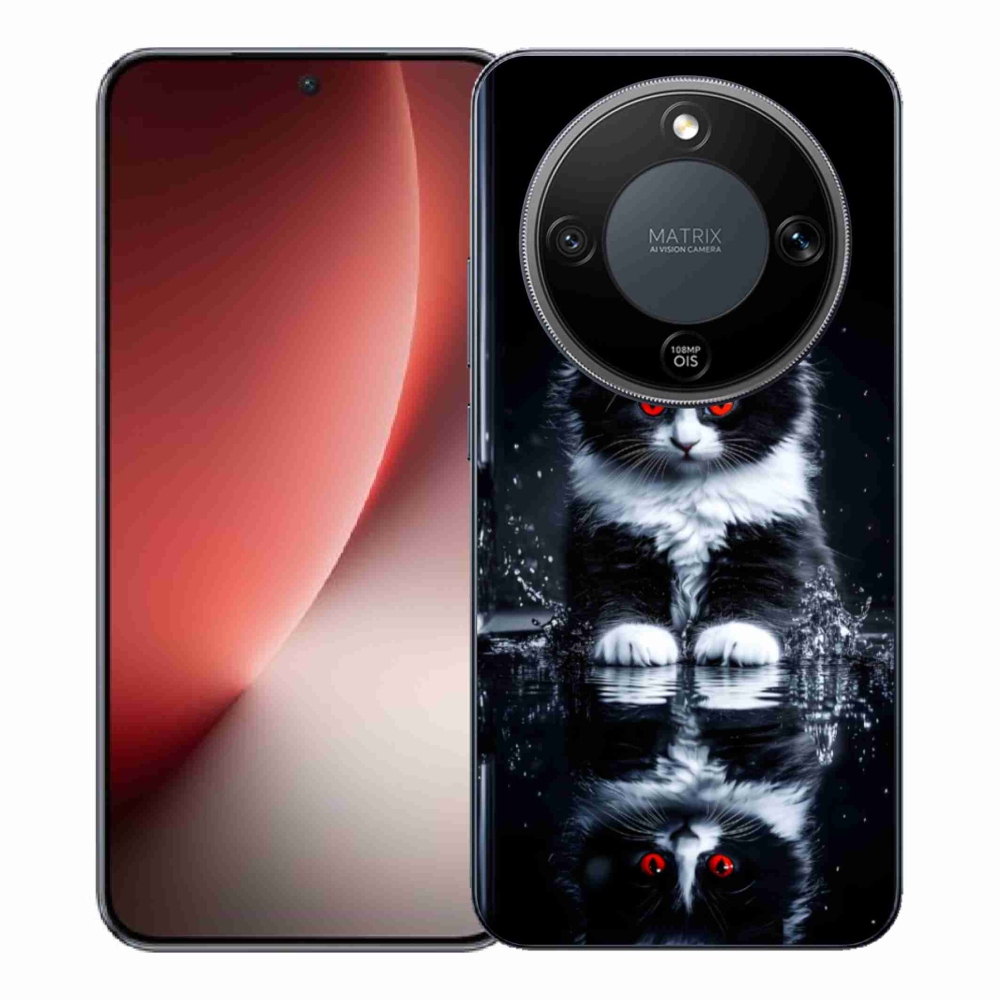 Zselés borítás mmCase a Honor Magic 8 Lite 5G számára - fekete-fehér cica