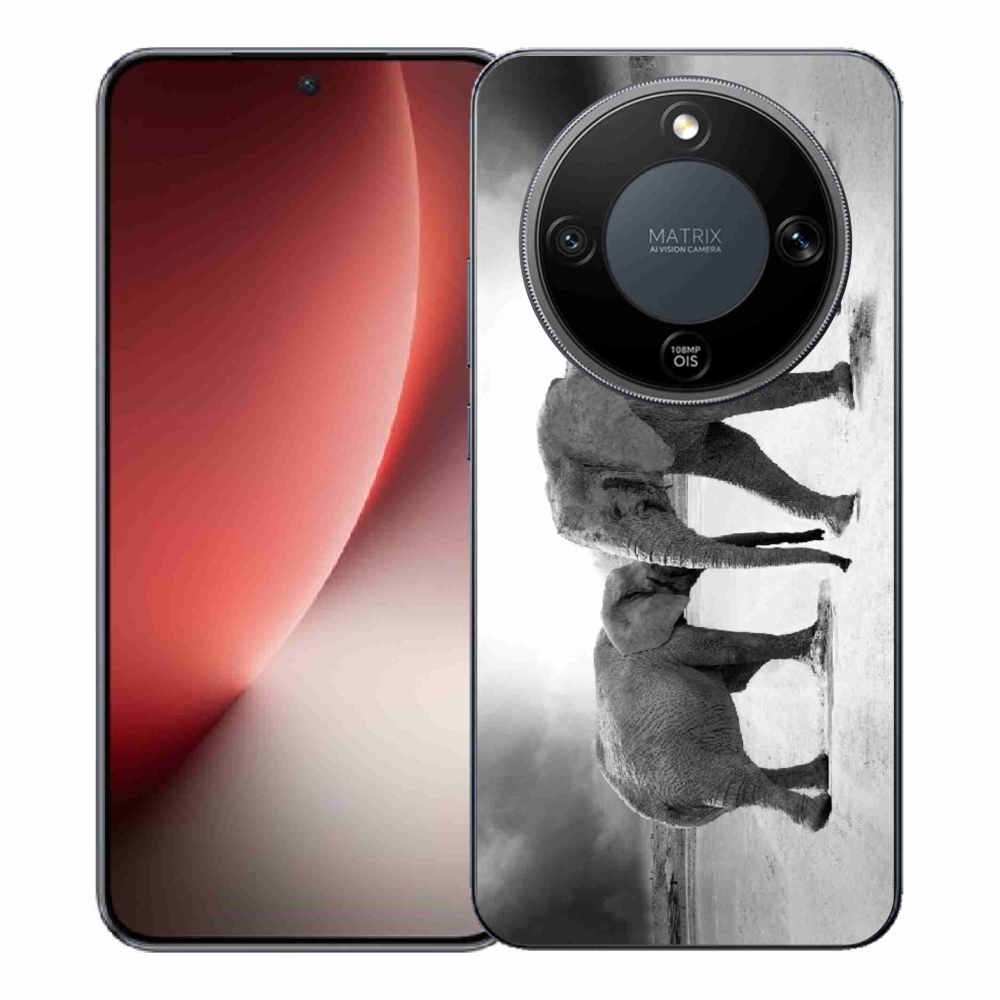 Zselés borítás mmCase a Honor Magic 8 Lite 5G számára - fekete és fehér elefántok