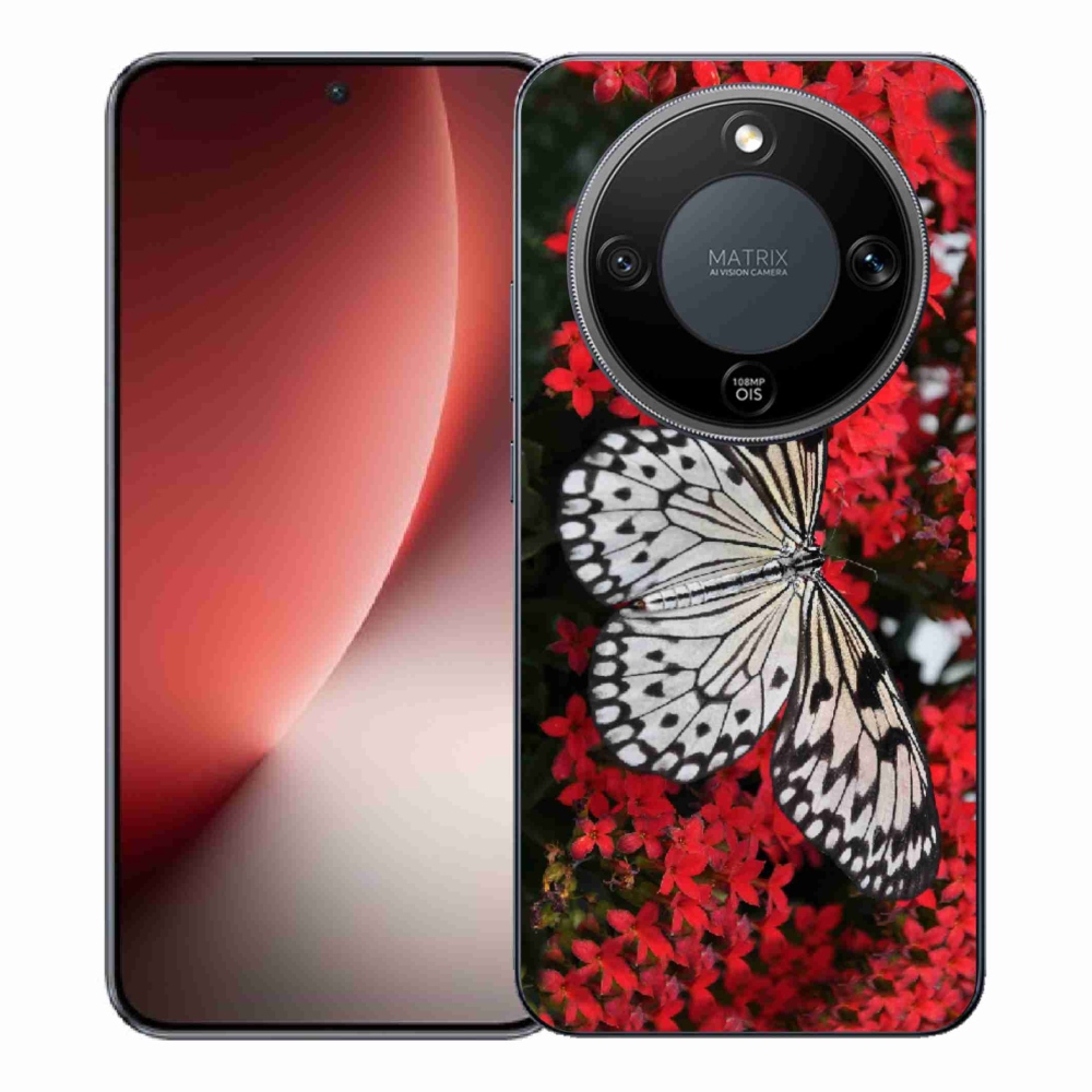 Zselés borítás mmCase a Honor Magic 8 Lite 5G számára - fekete-fehér pillangó 1