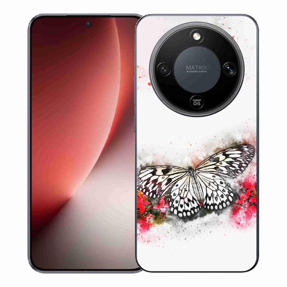 Zselés borítás mmCase a Honor Magic 8 Lite 5G számára - fekete-fehér pillangó