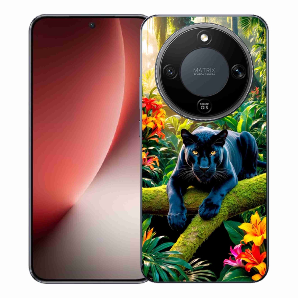 Gél borítás mmCase a Honor Magic 8 Lite 5G számára - fekete párduc a dzsungelben