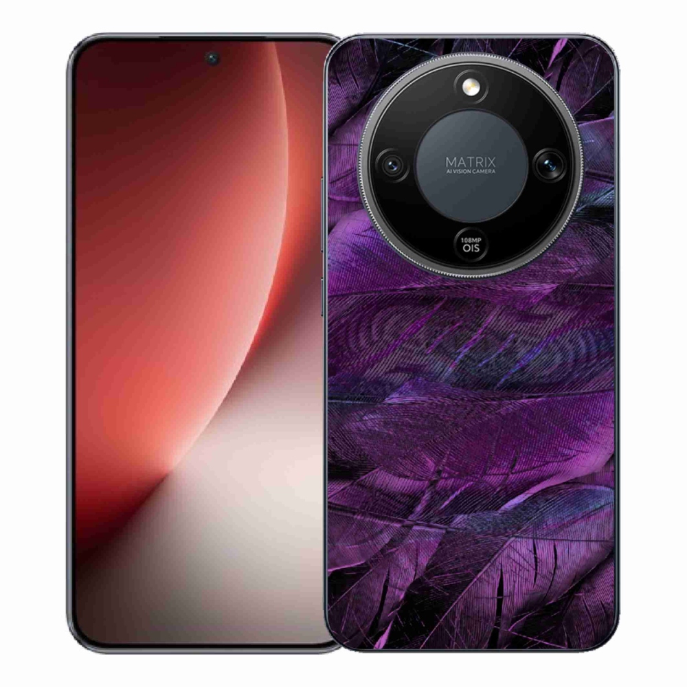 Zselés borítás mmCase a Honor Magic 8 Lite 5G számára - lila tollak