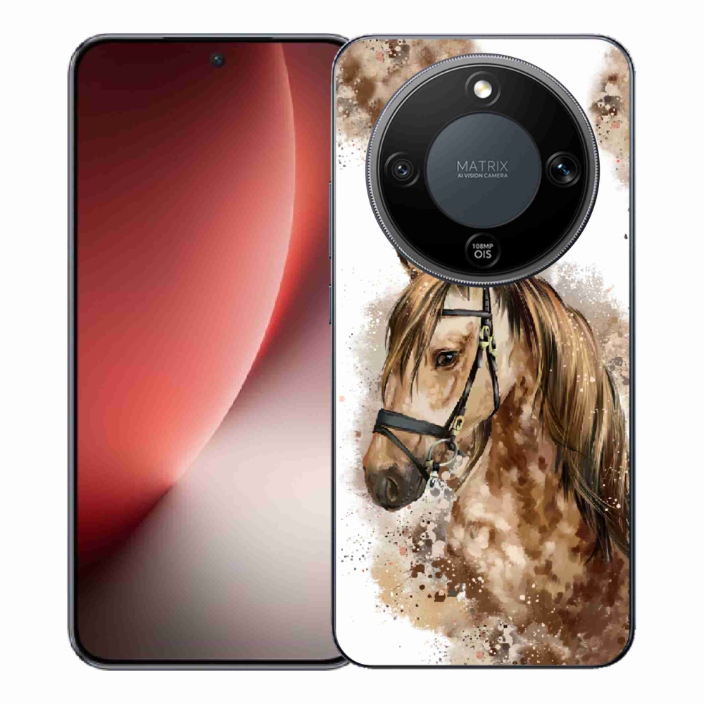 Zselés borítás mmCase a Honor Magic 8 Lite 5G számára - barna rajzfilm ló