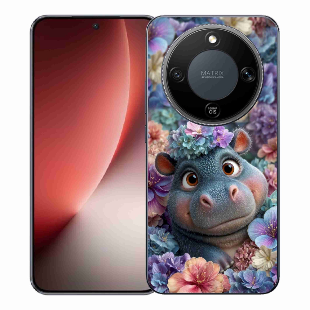mmCase géltok az Honor Magic 8 Lite 5G-hez – virágokkal díszített kis víziló