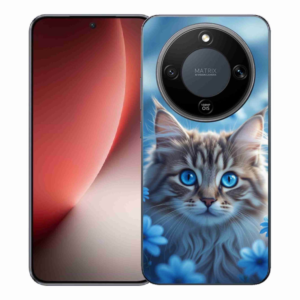 mmCase gél tok az Honor Magic 8 Lite 5G-hez – kiscica kék virágok között