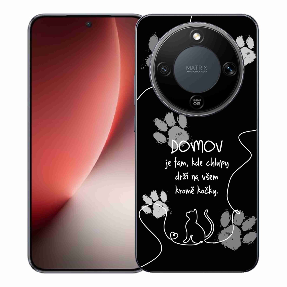 Gél borító mmCase a Honor Magic 8 Lite 5G készülékhez - macska motívum fekete háttérrel